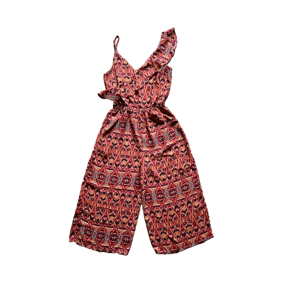 Xhilaration Jumpsuit Abstract Wide Leg Boho Hippie Festival Artsy Tribal Groovy - Picture 1 of 9